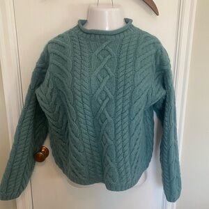 Vintage Lands End Wool Cable Knit Sweater
